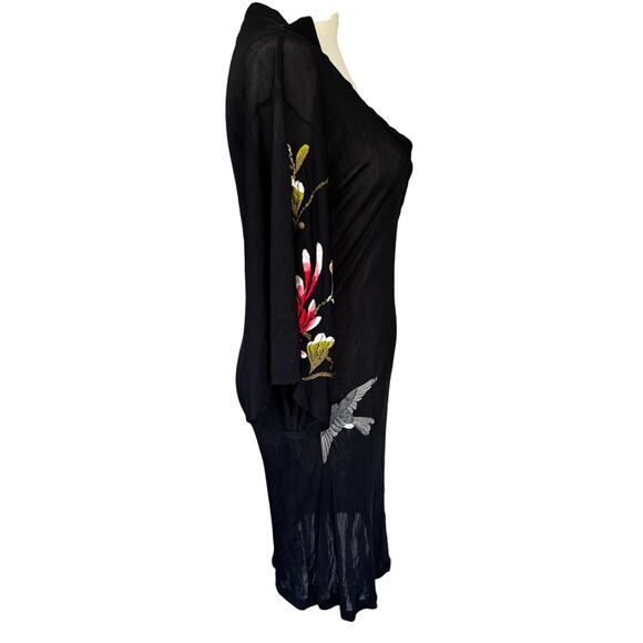 Jean Paul Gaultier Vintage‎ Floral Hummingbird Kimono Sleeve Mesh Mini Dress - Picture 5 of 15